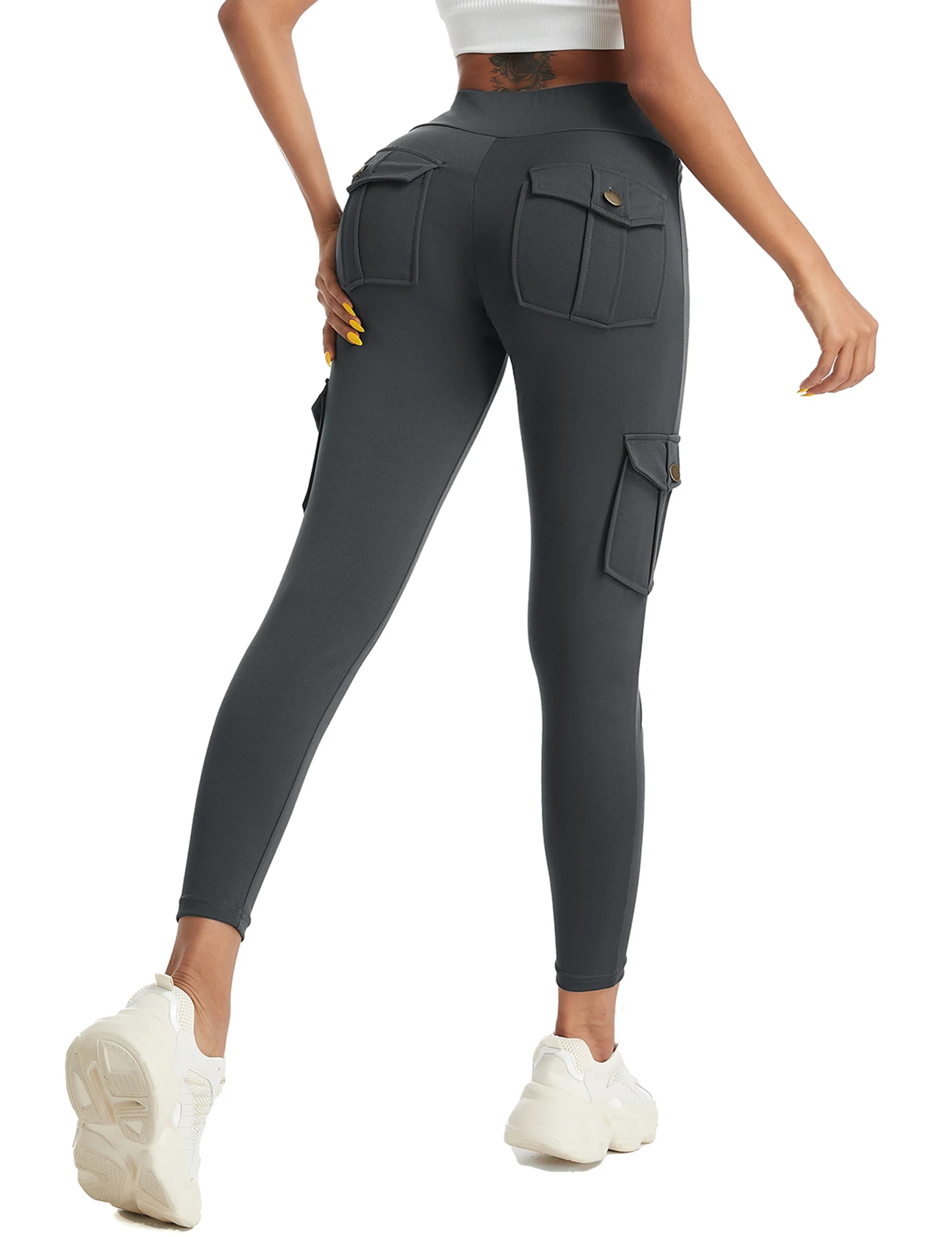Multi Pocket Cargo Leggings For Women High Waist Butt Lifting Leggings Stretch Slim Workout Yoga Fitness Running Pants