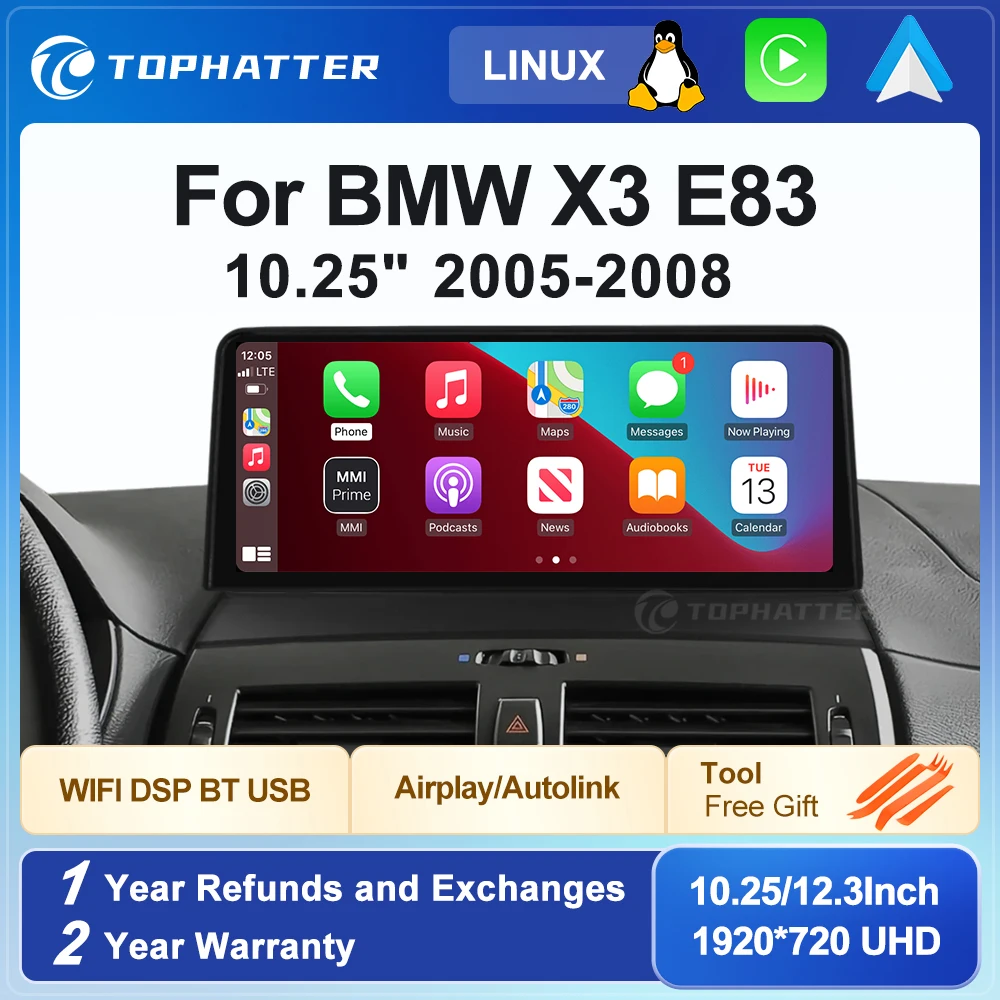 

LinuxT113 10.25" 12.3" Car Radio For BMW E83 X3 Wireless CarPlay Android Auto Multimedia HD camera Player Head Unit Screen