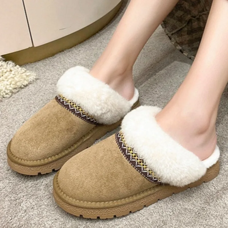 

Брендовые дизайнерские зимние ботинки 2025, зимние замшевые непромокаемые ботильоны, женские домашние теплые и удобные одноступенчатые женские хлопковые ботинки