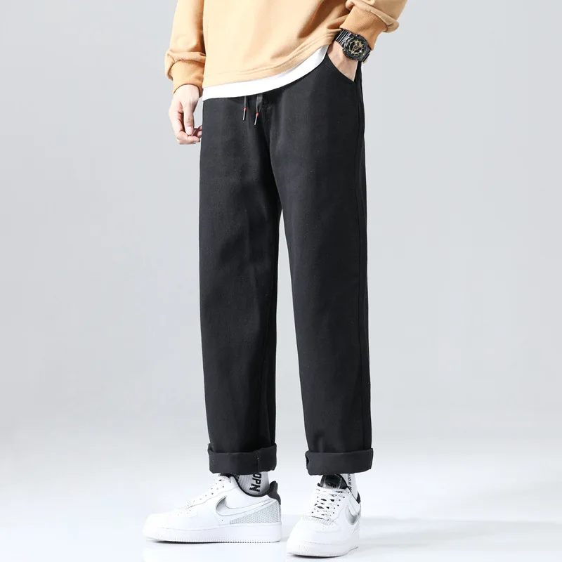 

2022 New Hip Hop Streetwear Baggy Jeans For Men Korean Fashion Loose Straight Wide Leg Man Pants Men's Clothing Large Size Black