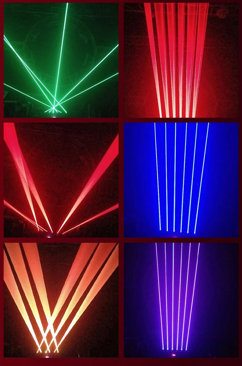 Vollfarbiger Laser mit sechs Augen, RGB-Moving-Head-Laserlicht, Linienscanner, Disco, Bar, Club, Tanz, Performance, Bühnenlicht – Detail 5