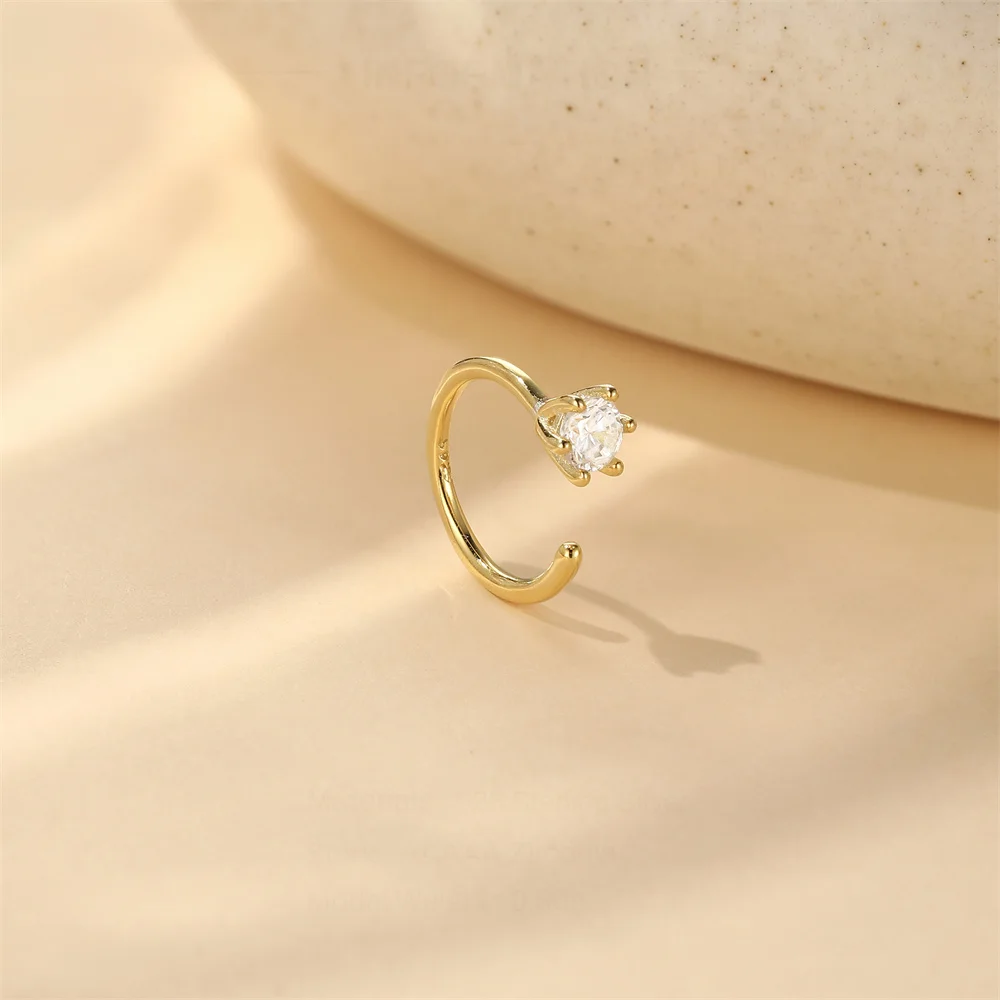 CANNER 925 Sterling Silver Exquisite Zircon Flat Piercing Stud Earrings for Women Surrounds Earlobe Luxury Jewelry Delicate Gift