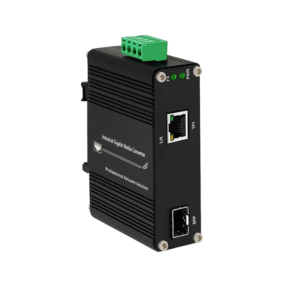 

Mini Industrial Gigabit Media Converter Outdoor Use Din Rail Mount 10/100/1000Mbps RJ45 Ethernet to Fiber Optic Converter