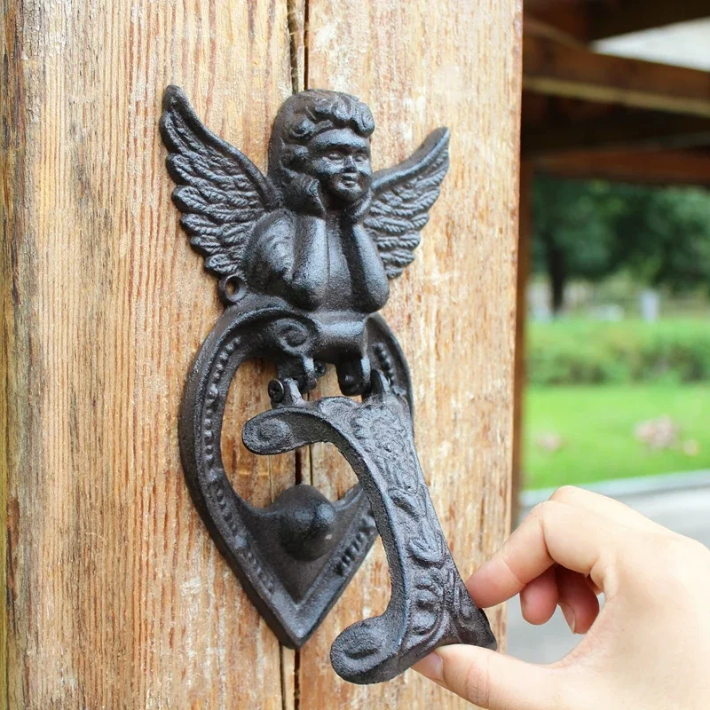 Vintage Cast Iron Owl Door Knocker - Decorative Wrought Handle and Latch for Antique Gates, Perfect for Home Office Décor