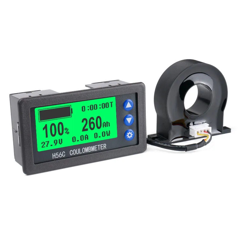 B50 H56CH LCD Digital Hall Coulomb Meter Voltage Current Power Meter Display 9-100V 50/100/200/300/400A Car Voltmeter Ammeter