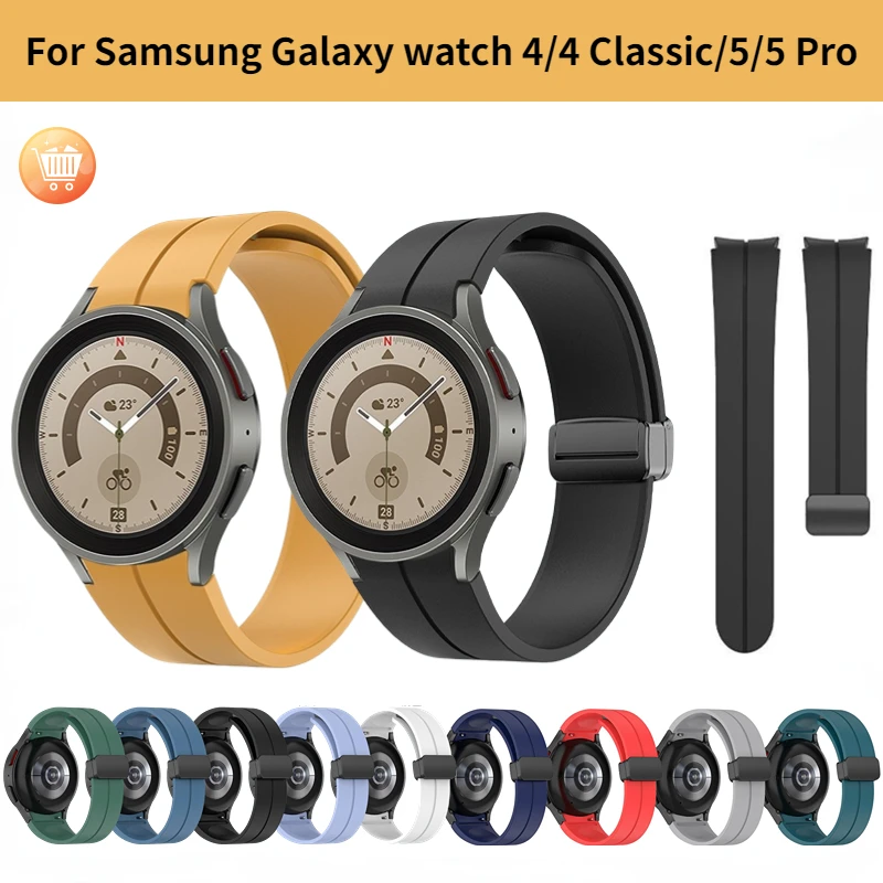 

Folding silicone magnetic clasp strap For Samsung Galaxy watch 4/5 40/44mm 5 Pro 45mm Replace band For Watch 4 Classic 42mm 46mm