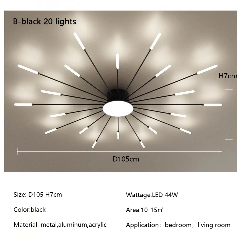 SaloEElaitte Kreativität Feuerwerk Led-deckenleuchten Moderne Einfache Wohnzimmer Kronleuchter Wohnkultur Beleuchtung Schlafzimmer Glanz Lmps Leuchte 4