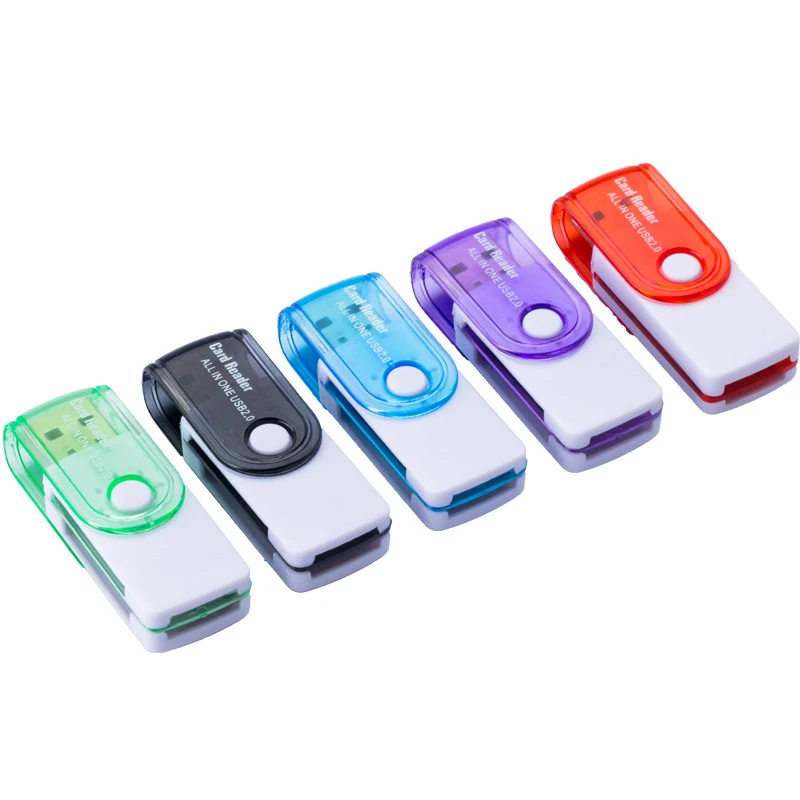 4in1 USB2.0 High-speed Card Reader Multi-function Memory 360 Degree Rotation Card Adapter For SD/TF/SDHC/DV/Mirco SD