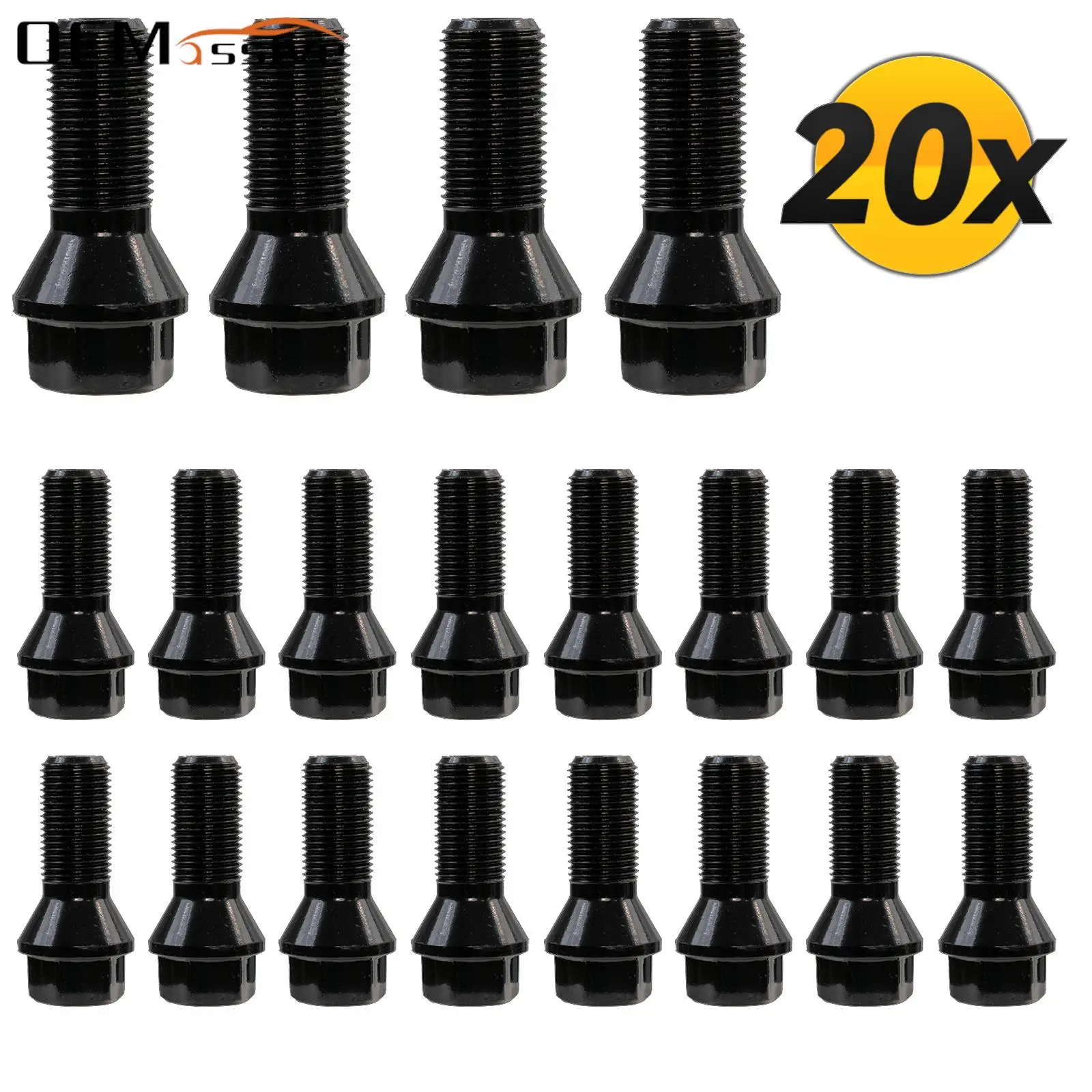 

OEMASSIVE 20PCS Car Wheel Lug Bolts Nut Black Steel Wheel Accessories Parts For BMW X1 X2 X3 X4 X5 X6 E70 E71 F20 F25 320i M8