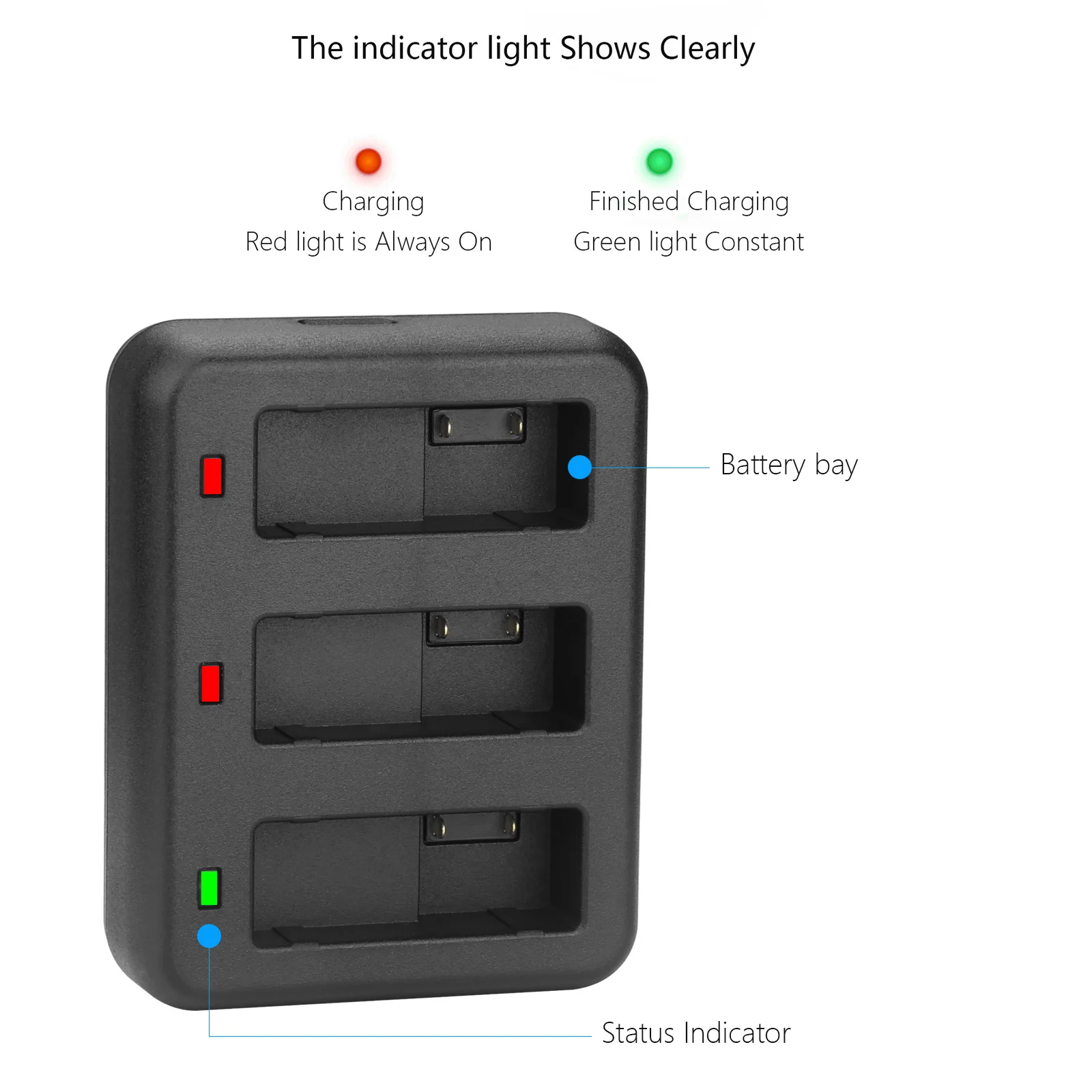 For DJI Osmo Action 3/Osmo Action 4 Battery+3-Channel USB Charger Hub Charging Kit Accessories