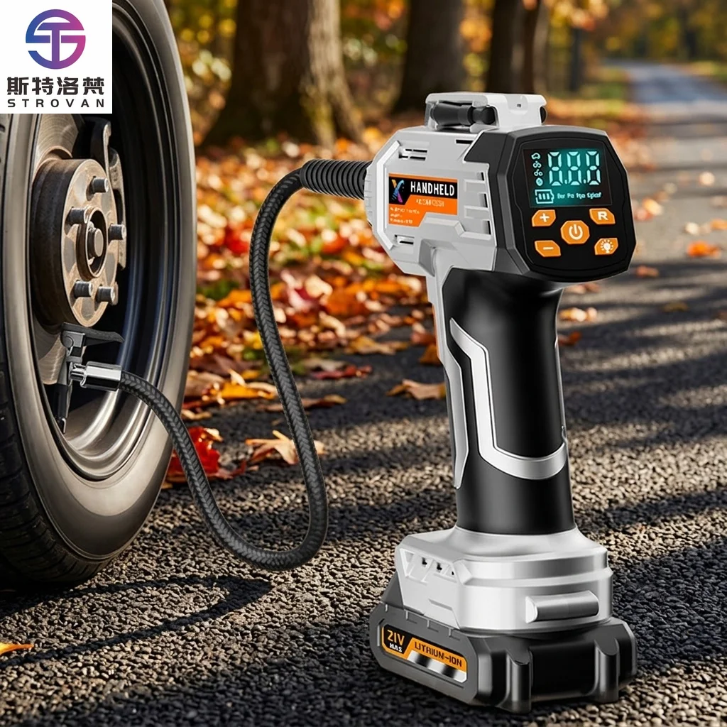Handheld ABS Car Tyre Inflator Pump with Tire Pressure Portable Digital Pressure Gauge for Car/Motorcycle/Bike