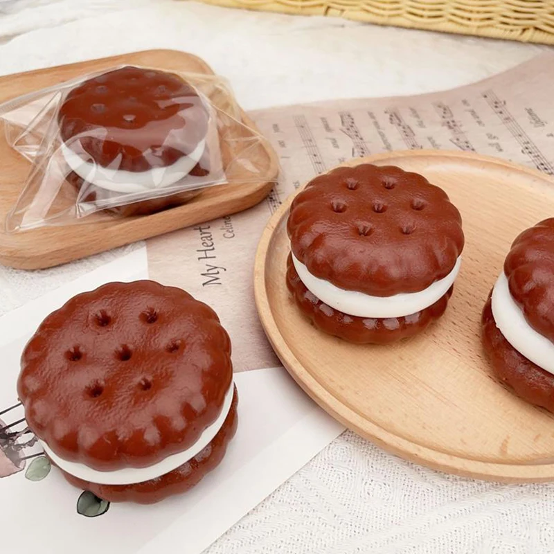 Funny Chocolate Sandwich Biscuits Pinch Toys Mud Feeling Decompression Toy Squeeze Slow Rebound Toy Stress Relief Toys Kids Gift