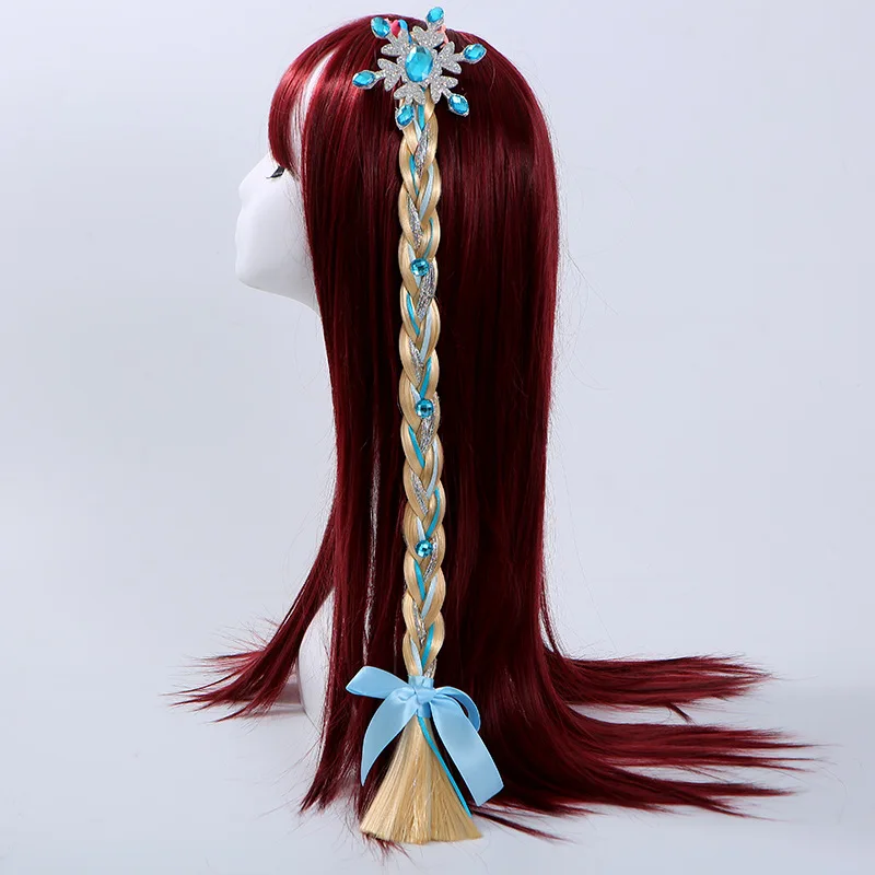 Girls Snowflake Hair Bow Kids Rainbow Hair Tie Princess Accessories Hairpieces Braids with Rubber Bands