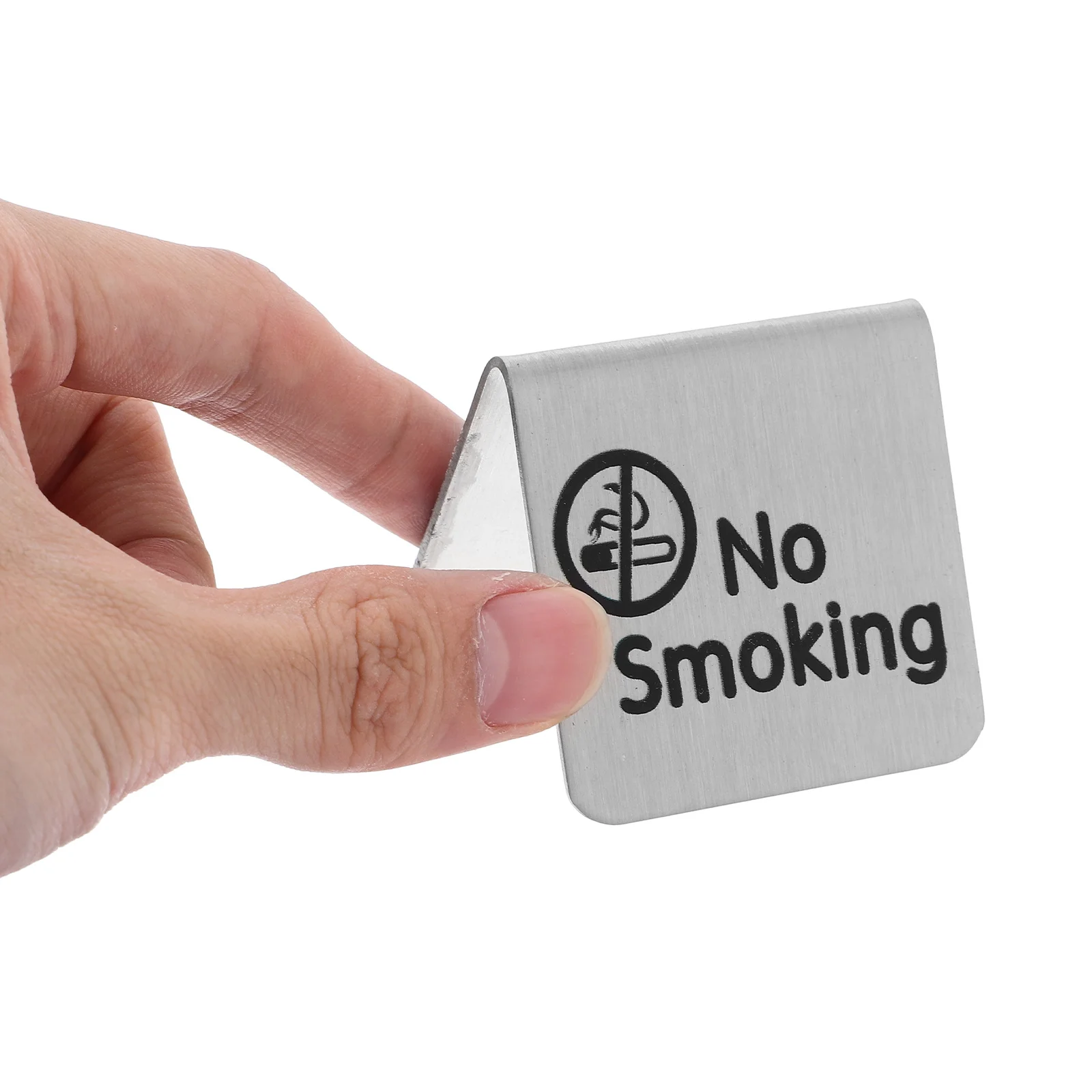 2Pcs Stainless Steel No Smoking Reserved Table Signs Double Side Cafe Restaurant Office Hotel Desk Tent Non Smoking Indicator