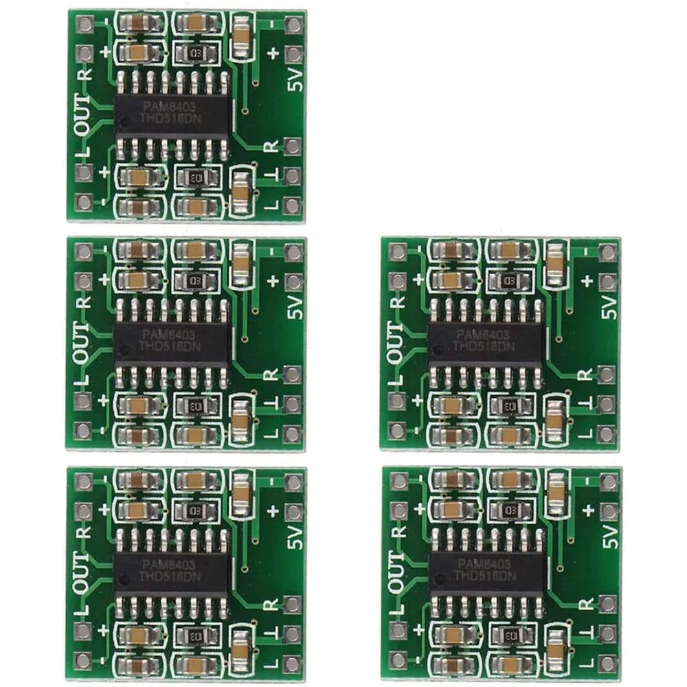 5PCS Mini PAM8403 Modul Digitale Power Verstärker Bord Klasse D 2x3W 2,5-5V eingang USB Netzteil für DIY Audio AMP Lautsprecher