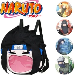 Naruto Big Mouth Backpack Cartoon Uchiha Sasuke Plate Bag Large-capacity Badge Storage Anime Peripherals Girls' Holiday Gifts
