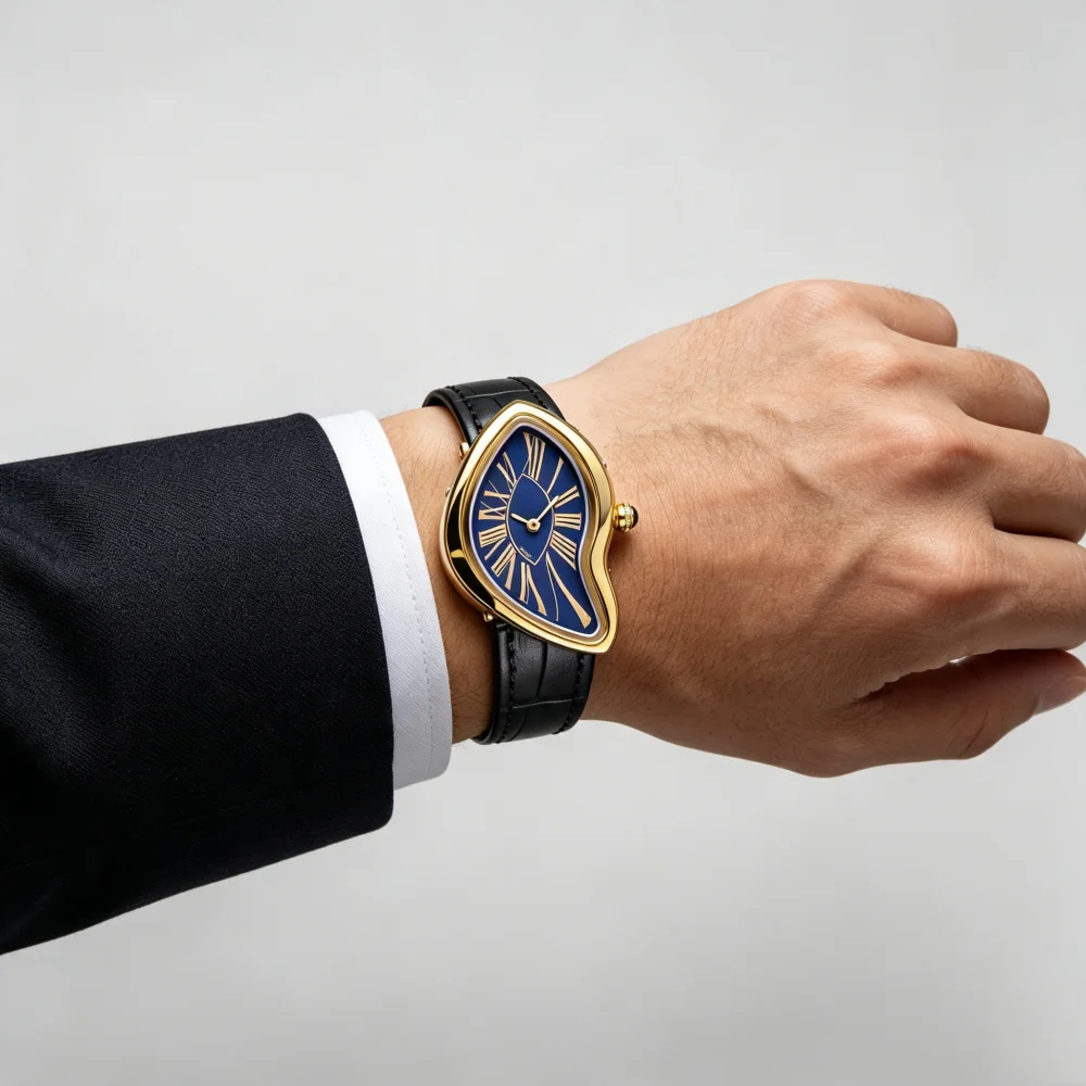 Creative Fusion Luxury Watch Men's and Women's Fashion Simulation Quartz Watch Leather Strap Roman Digital Dial Waterproof Busin