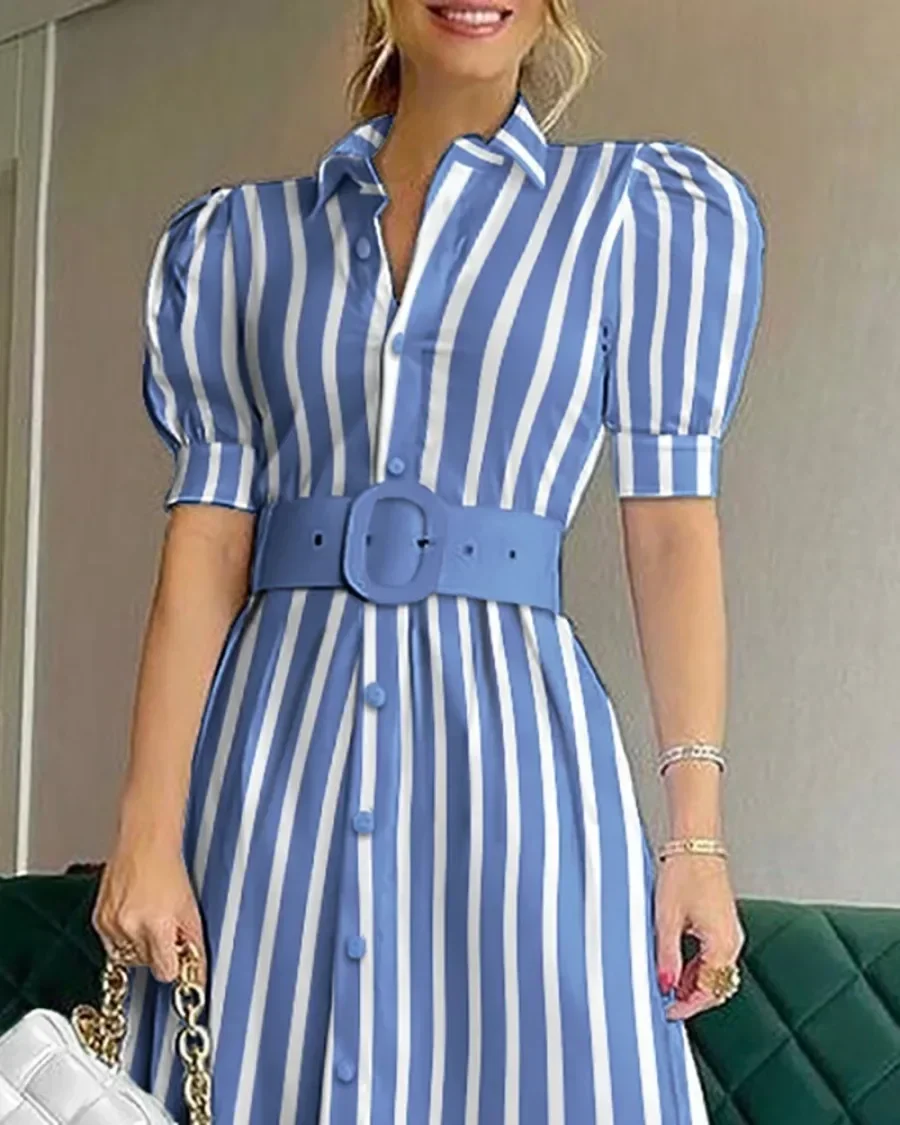 New 2024 Women\'s Summer Short Sleeve Club Party Dresses White High Waist Gowns Button Design Female Luxury Long Dress Vestidos