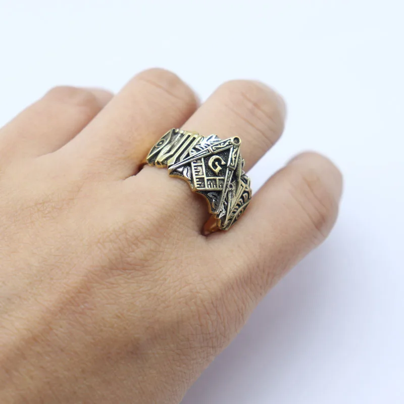 10 جرام ميسون رجل خاتم الذهب رجالي الفن الديني الإغاثة 925 الصلبة الفضة الاسترليني أحجام مختلفة 9-13