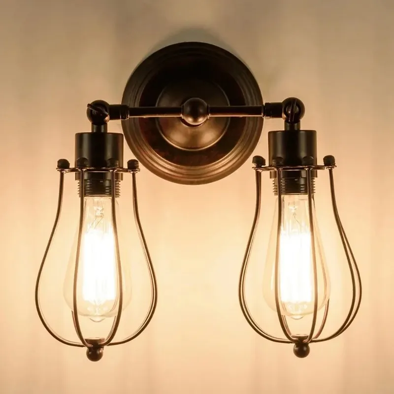Simple corridor bedroom living room entrance lighting wall lamp European style wrought iron retro industrial personality