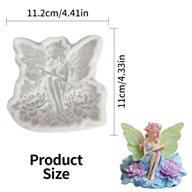 Reading Flower Fairy Silicone Mold, Dipping Mold, Used for Making Resin and Gypsum Artifacts and Decorative Pendants view 2