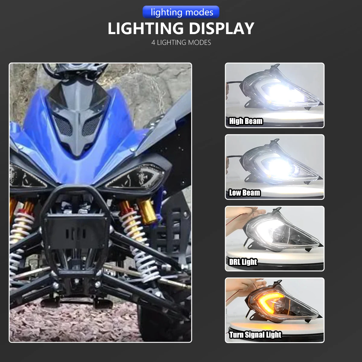 Lampu depan LED H4 ATV untuk Yamaha Raptor 700R 250 350 lampu depan wolverwolverine 450 2006-2023 DRL lampu sinyal belok