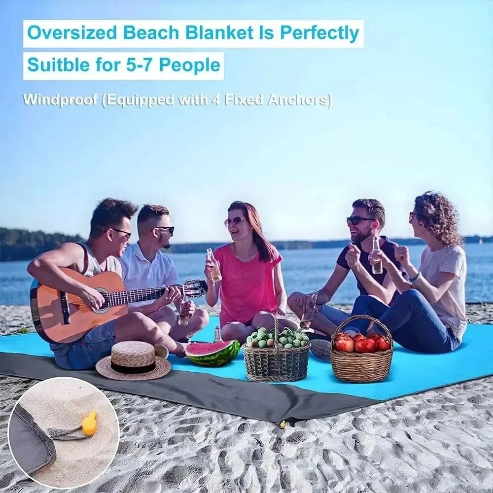 200*210cm Sandproof Beach Blanket Waterproof Beach Mat Portable Lightweight Picnic Blanket Camping Outdoor Mat For Travel Hiking image 3