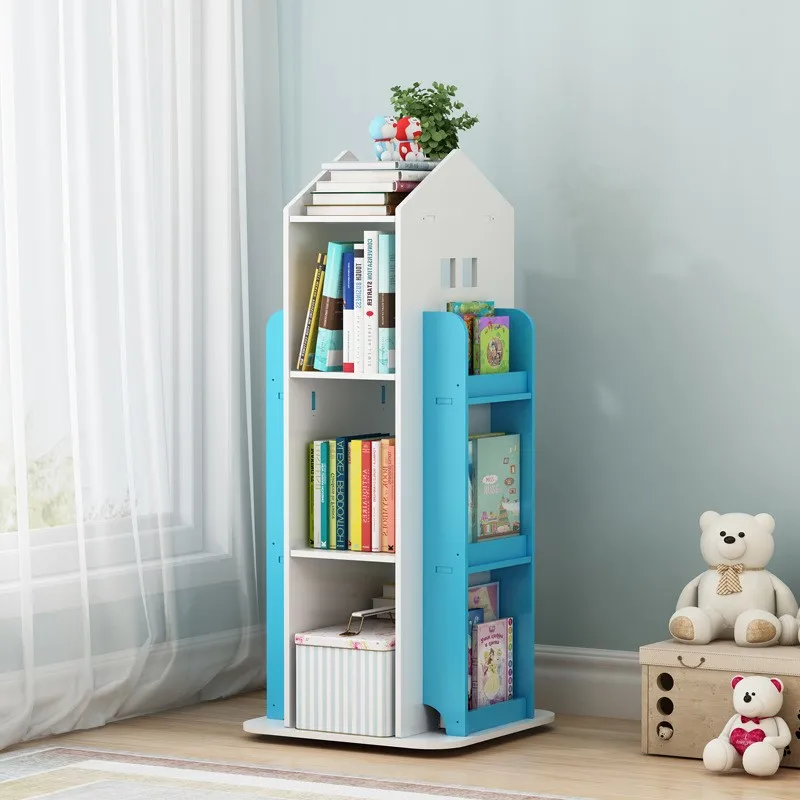 Creative Floor Bookcase Children's Illustrated Bookcase Rotating Bookcase Kindergarten Baby Shelves Student Book Storage Shelf