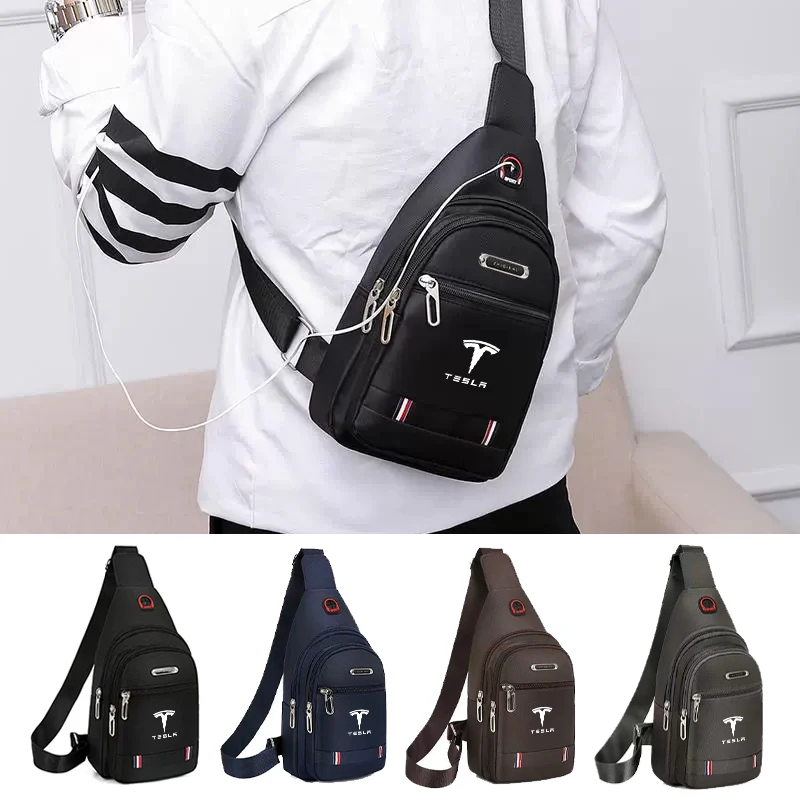 Sac à bandoulière intérieur de voiture pour hommes, porte-cartes, porte-monnaie, sac de taille pour Tesla modèle 3 modèle S modèle X modèle Y Roadster Bonina Coil J