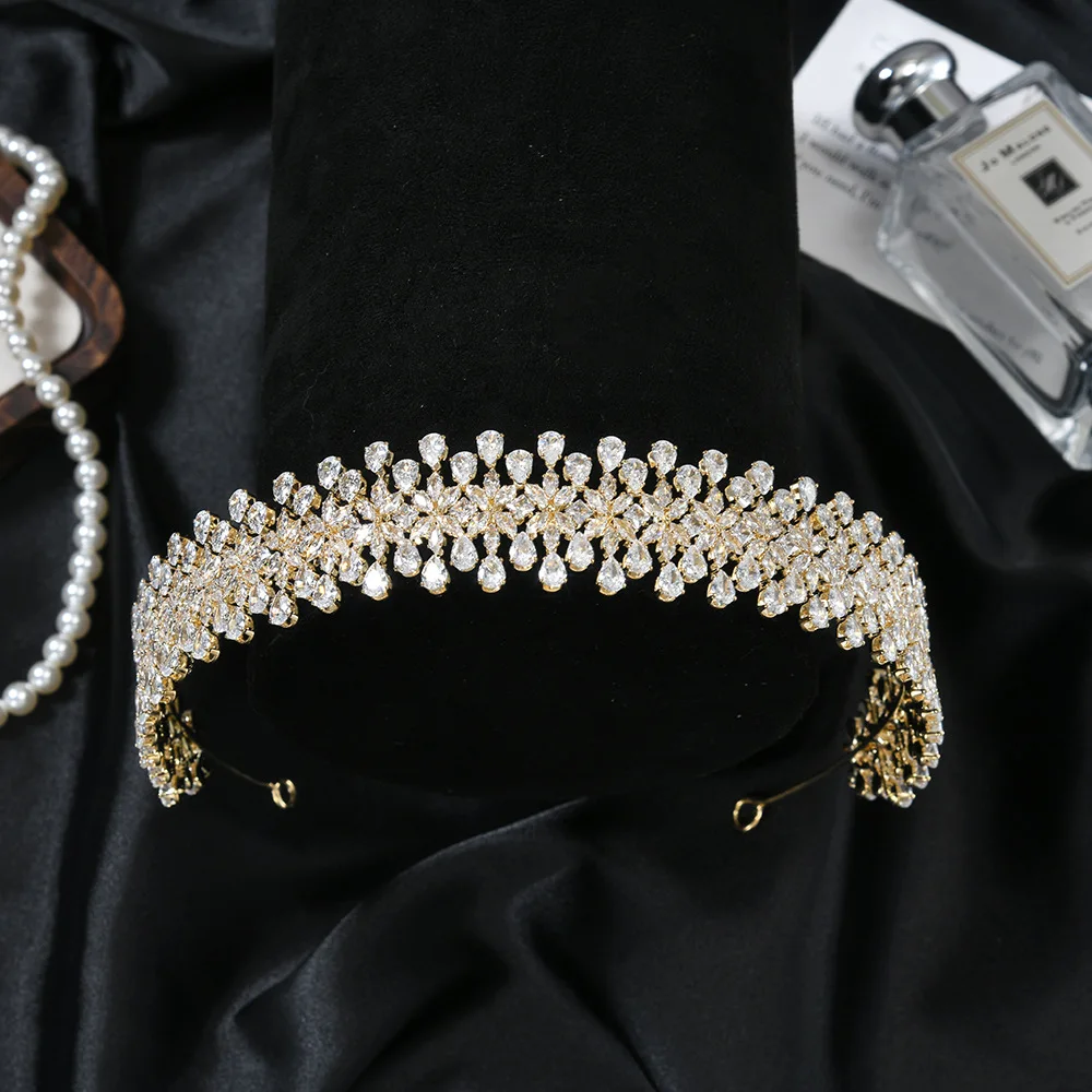 Zirkonia Bruids Tiara Kroon Voor Bruiloft Hoofdtooi Luxe Koningin Kronen Voor Bruid 15 Jaar Bruiloft Haar Sieraden Accessoires