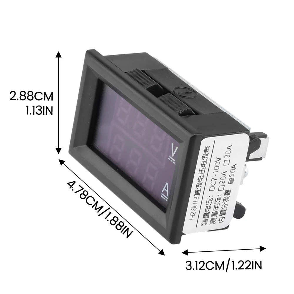 DC 7-100V Digital Voltmetre with shunt 20A 50A Ammeter high precision Amp Volt Voltage Current Meter LED Display Gauge