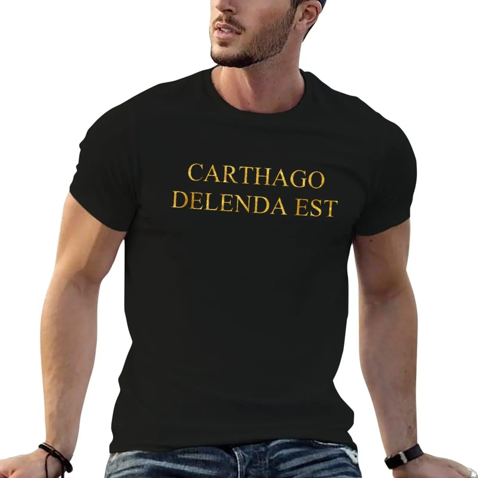 Carthago delenda est/Carthage must be destroyed (gold) T-Shirt plus size clothes man t shirt cotton t shirt men