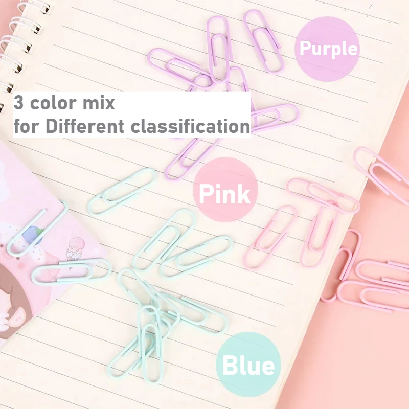 100Pcs/box 28mm Morandi Color Paperclips Student Test Paper Organizer Office Document Bill Binder Metal Clip Binding Supplies