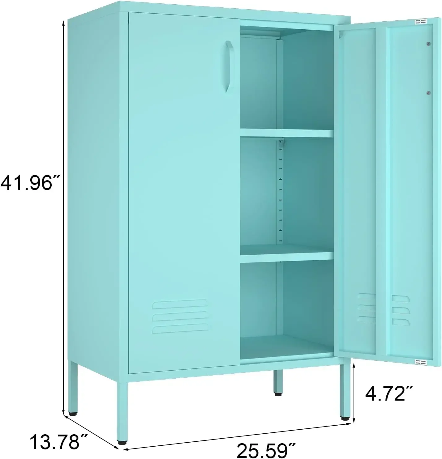 Modern Locker Storage Cabinet With Legs Two Door Sideboard With Adjustable Shelves For Living Room Kitchen Pantry Office Blue