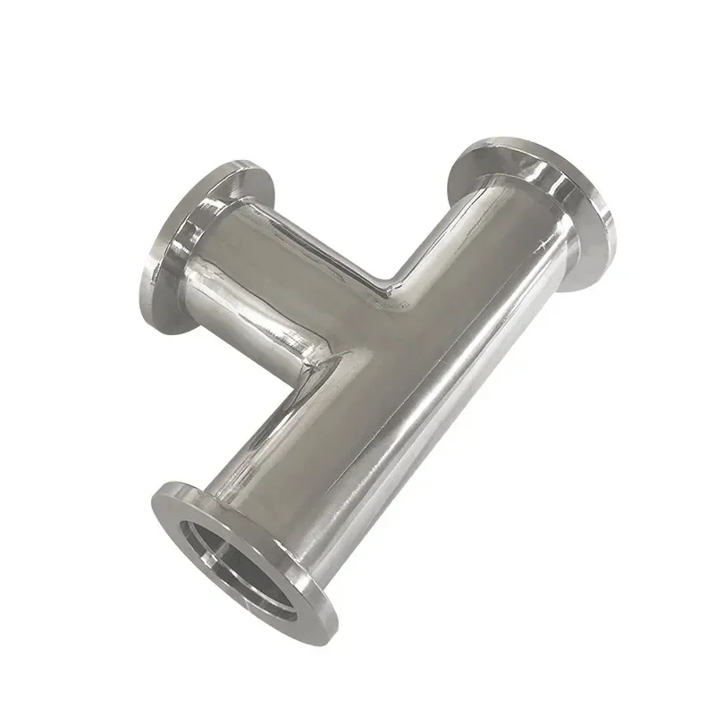 KF16 KF25 KF40 KF50 Flange Equal Straight Tri Clamp Tee Stainless Steel Sanitary 3 Way Tee Ferrule Pipe Tee Connector Fitting