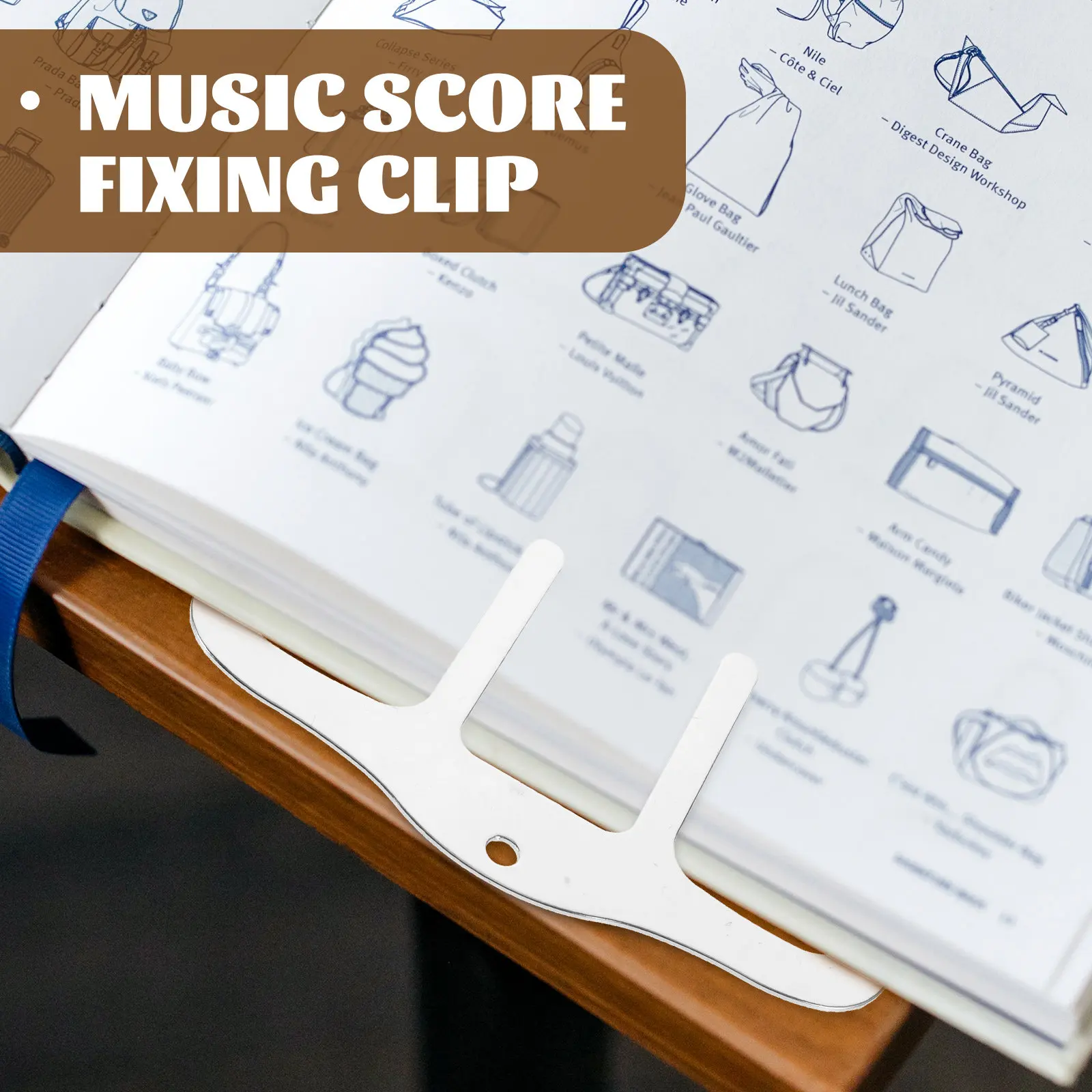 2Pcs Score Clip Metal Music Book Holder Strong Reliable Page Clamp for Sheet Music Textbook Reading Aid Tool