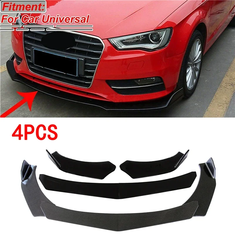 

1 Set Universal Car Front Bumper Lip Spoiler Splitter Protector Lip Chin Body Kit Guard Support Carbon Fiber Look