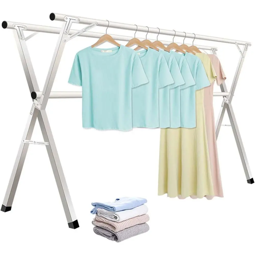 

Прочная складная вешалка для белья, прочная вешалка для сушки одежды, 10 крючков, экономия места в помещении и на открытом воздухе