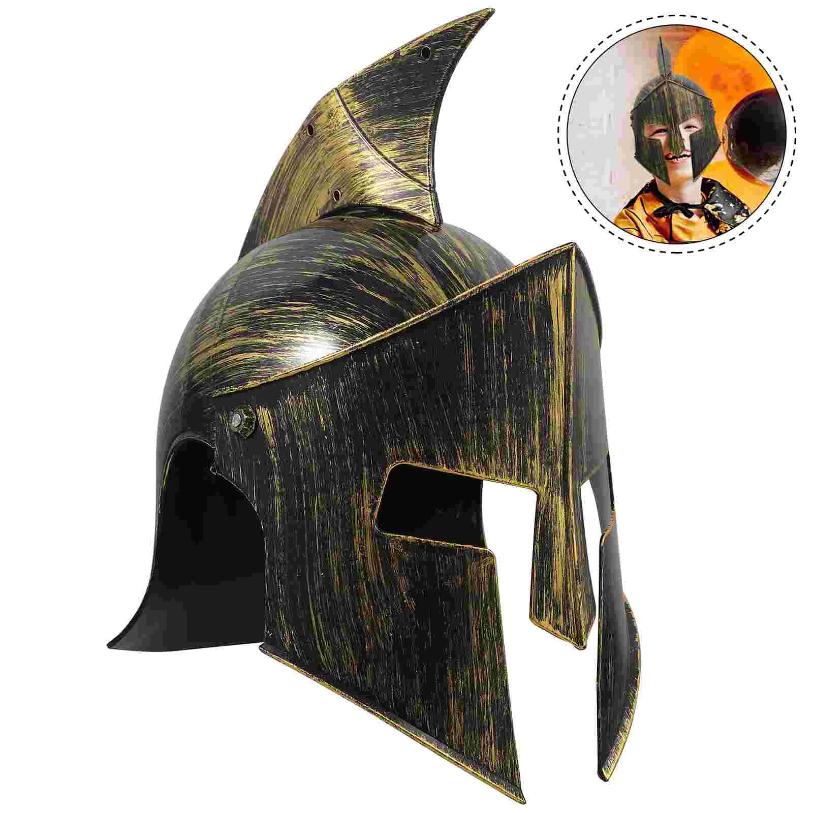 Antico cappello da guerriero romano adulti uomo Costume da soldato vichingo scudo di mezza età