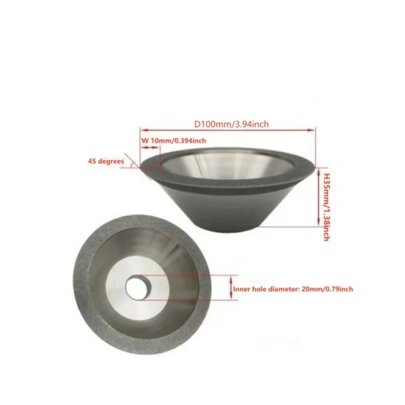 45 °   Slijpschijf met schuine rand, diamant, elektrogeplateerd, SDC, scherpe schuine slijpschijf voor het slijpen van hardmetalen freesgereedschappen.