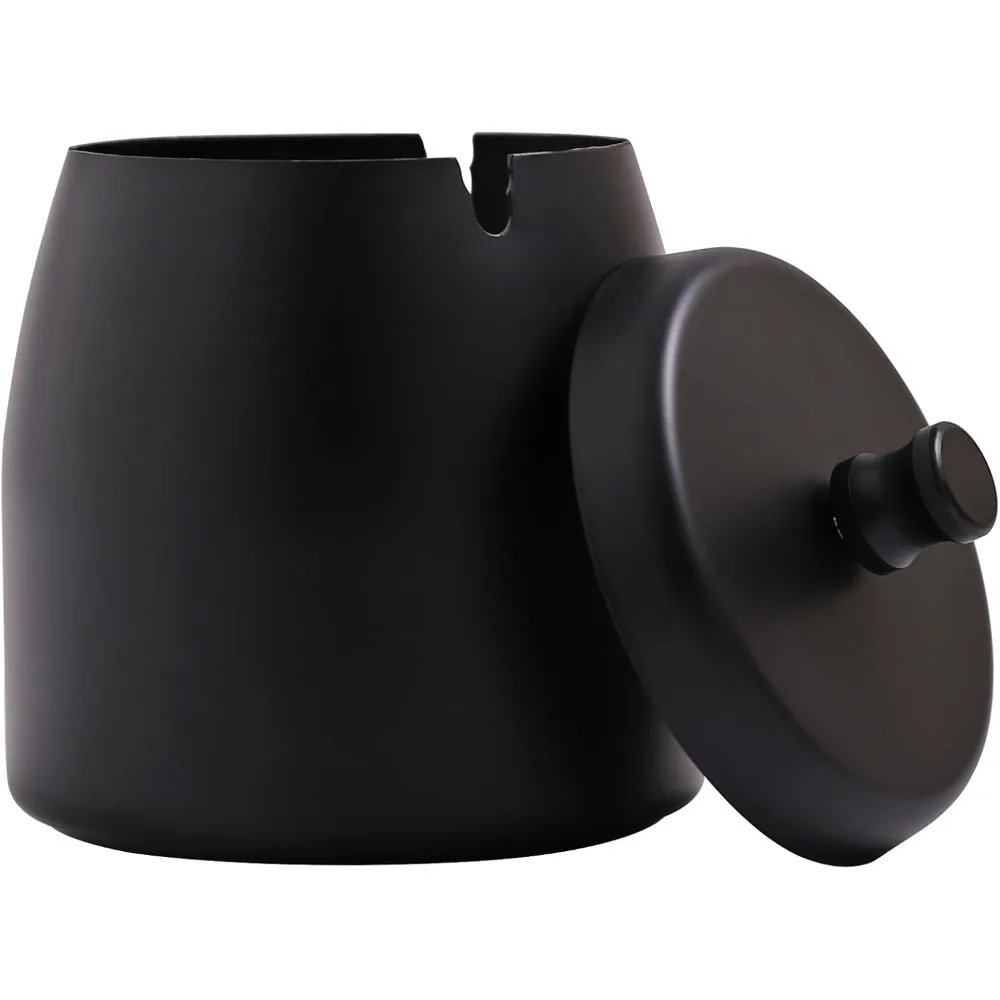 

Stainless Steel Ashtray with Lid – Windproof, Odor-Control for Indoor & Outdoor Use
