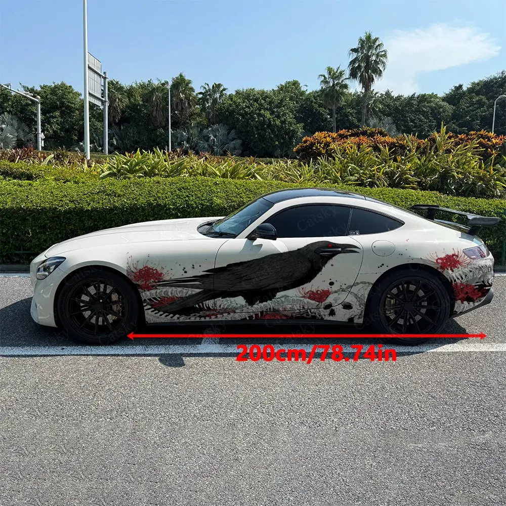 2pcs Raven Snake Bone Roar, Durable, Fade-resistant, Enhance Vehicle Aesthetics With Bold Artistic Design Car Vinyl Wraps
