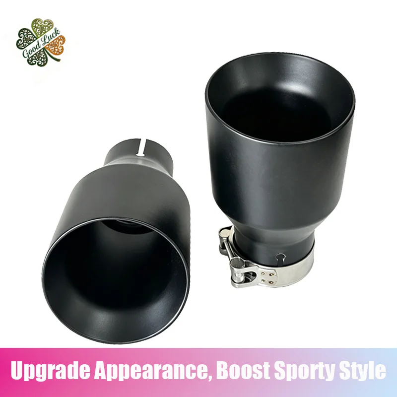 

1PC 304 Double Layer Stainless Steel Matte Black Modified Exhaust Pipe Tip Universal Auto Upgrade Accessory For General Vehicle