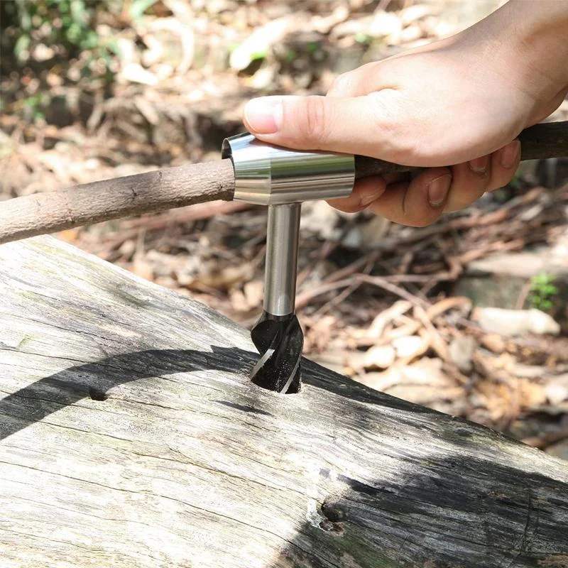 Multifunctional Survival Settlers Tool Bushcraft Hand Auger Wrench Wood Drill Peg and Manual Hole Maker Multitool