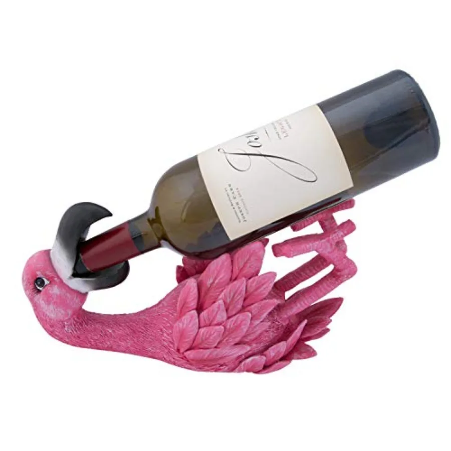 

Flamingo Pink Tropical Coastal Nautical Beach House Tabletop Rack Figure Collectible Wine Bottle Holder Pink