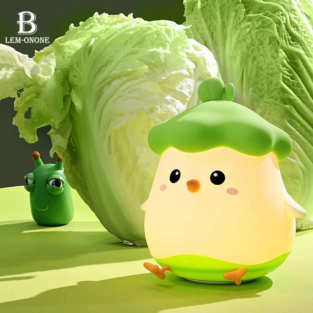 

LED NightLight Rechargeable Veggie Chick Shape Silicone Patting Lamp Bedroom Bedside Decor Couple Children Holiday Gifts