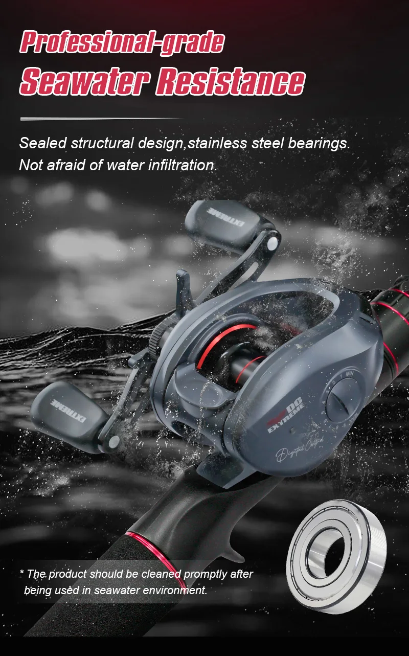 Seasir Extreme DC Rolle BFS Ultraleicht 162g Baitcasting Angelrolle Digitale Steuerung Messinggetriebe 7.0:1 Max Bremskraft 6kg Salzwasser – Detail 6