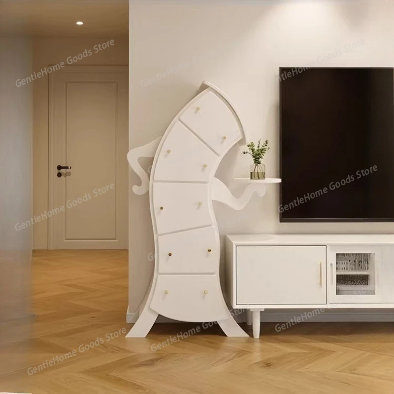 

Light Luxury Modern Locker Crooked Cabinet Solid Wood Fork Waist Chest of Drawers Living Room Bedroom Storage Cabinet Robot