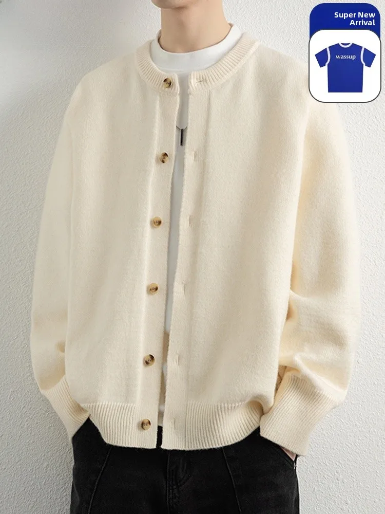 

Wassup Dozen Trendy Knitted Cardigan Men's Casual Sweater Autumn Winter Faion Outerwear Button Closure Long Sve round Ne