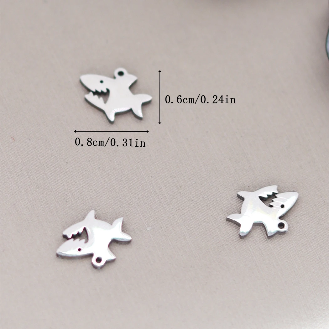 3pcs Stainless Steel Shark Charm For Jewelry Making Earring Pendant Necklace Bracelet Accessories Diy Craft Supplies